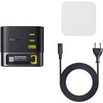 Nabíječka do sítě Baseus Super GaN 100W s navíjecím kabelem USB-C 82cm, 1xUSB, 2xUSB-C černá
