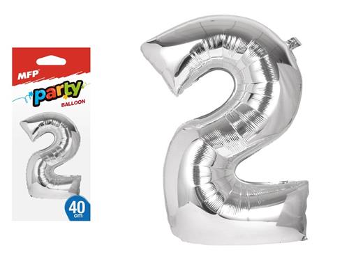 Nafukovací balón č. 2 z fólie 40 cm - strieborný