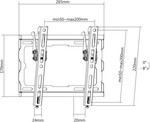 Nástenný držiak SBOX 23"–43", s možnosťou naklápania, čierny (PLB-3422T-2)