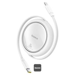 Navíjecí kabel Baseus Free2Pull USB-C/Lightning s nastavitelnou délkou až 1m 20W bílý