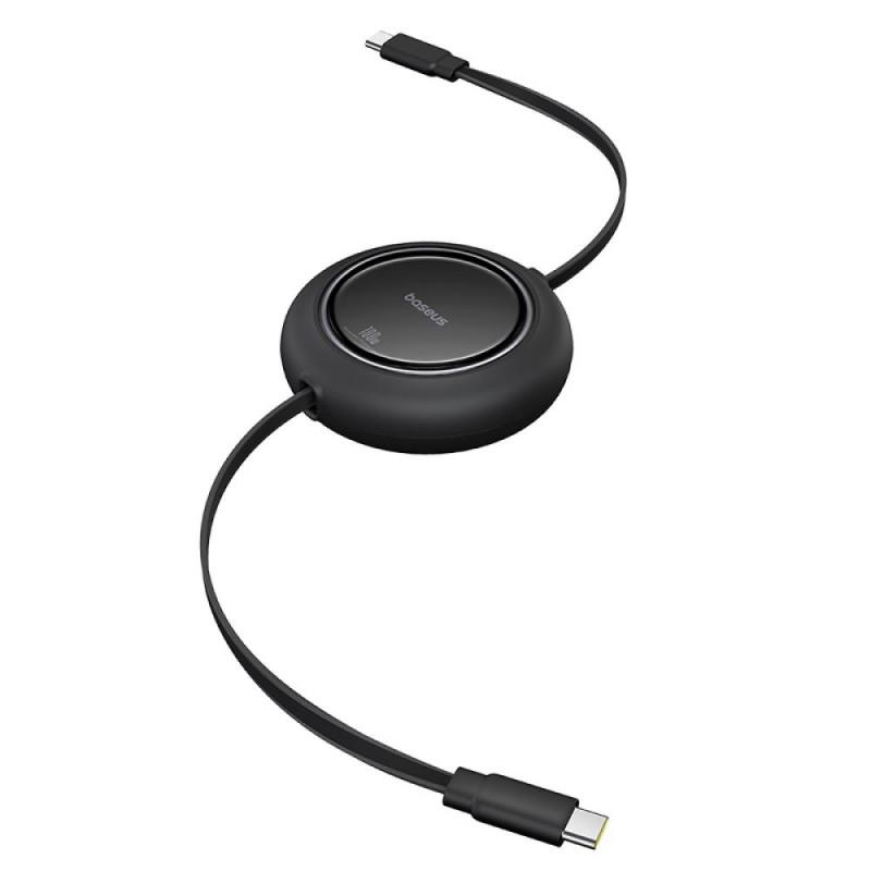 Navíjecí kabel Baseus Free2Pull USB-C/USB-C s nastavitelnou délkou až 1m 100W černý