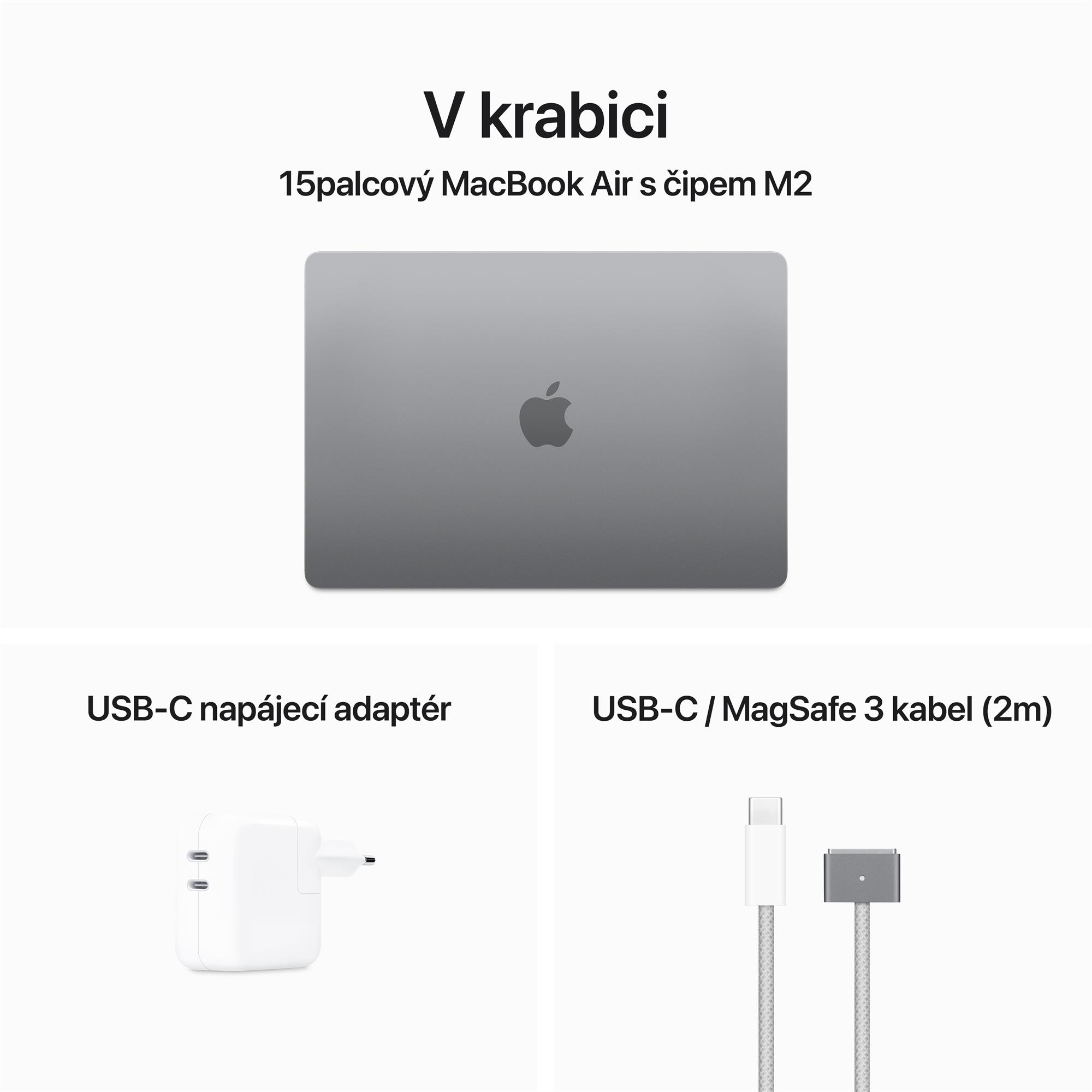 NB Apple MacBook Air 15",M2 8-jadrový CPU/10-jadrový GPU,8 GB,512 GB,Vesmírne sivá,CZ