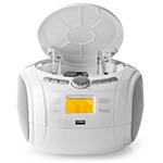 NEDIS CD přehrávač Boombox/ výkon 9 W/ napájení z baterie/ síťové napájení/ stereo/ BT/ FM/ USB/ bílý