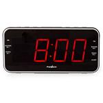 NEDIS digitální budík s rádiem/ LED displej/ 3,5 mm jack/ AM/ FM/ odložené buzení/ časovač vypnutí/ 2 alarmy/ černý