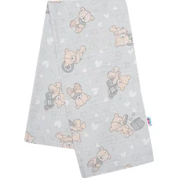 New Baby Bavlněná plena s potiskem šedá medvídek a srdíčko