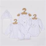 New Baby Kojenecká soupravička do porodnice Sweet Bear bílá, vel. 56 (0-3m)