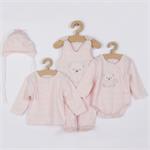 New Baby Kojenecká soupravička do porodnice Sweet Bear růžová, vel. 56 (0-3m)