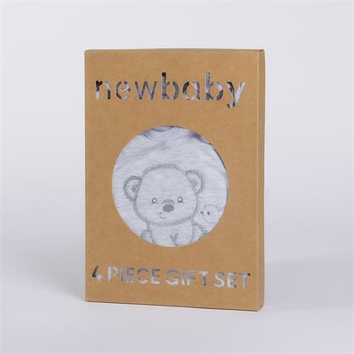New Baby Kojenecká soupravička do porodnice Sweet Bear šedá, vel. 56 (0-3m)