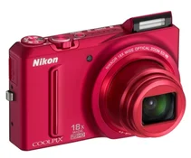 NIKON kompakt COOLPIX S9100, 12.1MPix, červený, 18x zoom VR