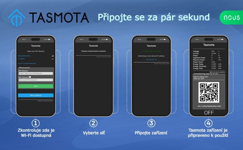 NOUS B2T WiFi Tasmota Smart 1kanálový spínač se sledováním spotřeby