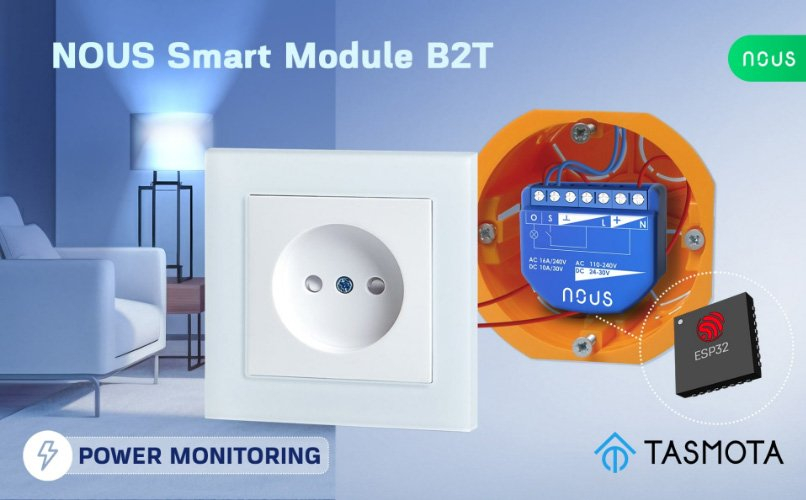 NOUS B3T WiFi Tasmota Smart 2-kanálový spínač s ovládaním závesov