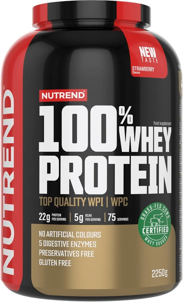 Nutrend 100% WHEY PROTEÍN, 2250g, jahoda 8594014860252