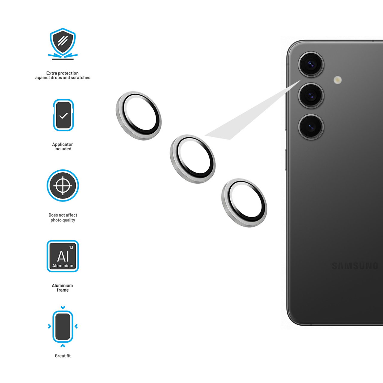 Ochranná skla čoček FIXED Camera Glass pro Samsung Galaxy A16 4G/5G, stříbr