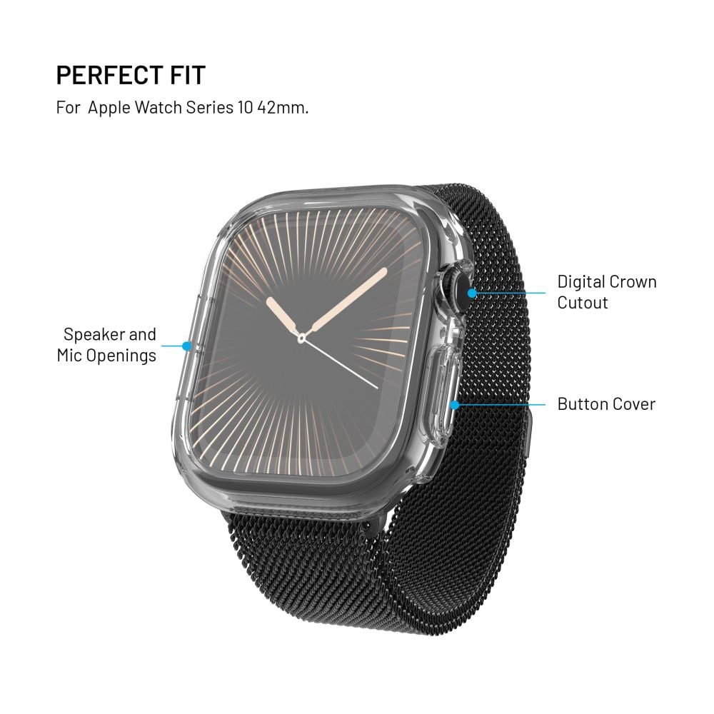 Ochranné puzdro FIXED Pure Watch s tvrdeným sklom pre Apple Watch 42 mm, číre
