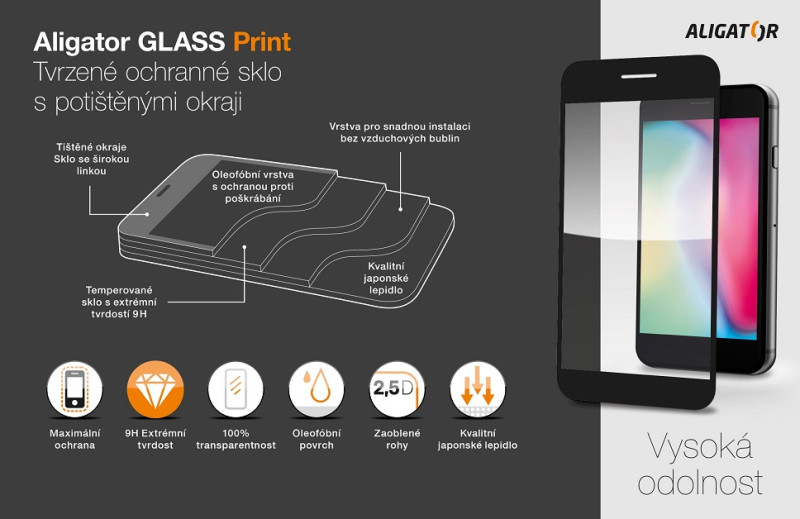 Ochranné sklo GLASS PRINT Honor X8 čierne
