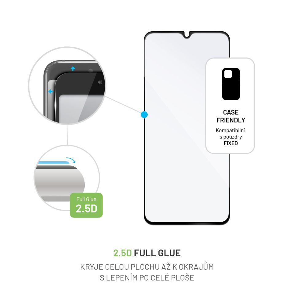 Ochranné tvrzené sklo FIXED Full-Cover pro Samsung Galaxy A05s, lepení přes celý displej, černé