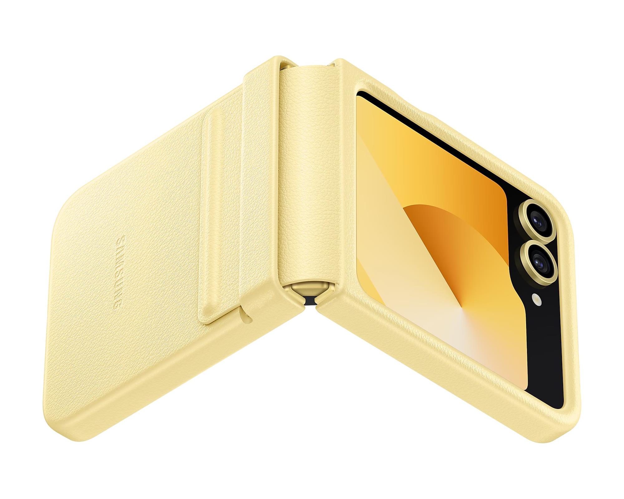 Ochranný kryt Samsung z vegánskej kože pre Z Flip6 Yellow