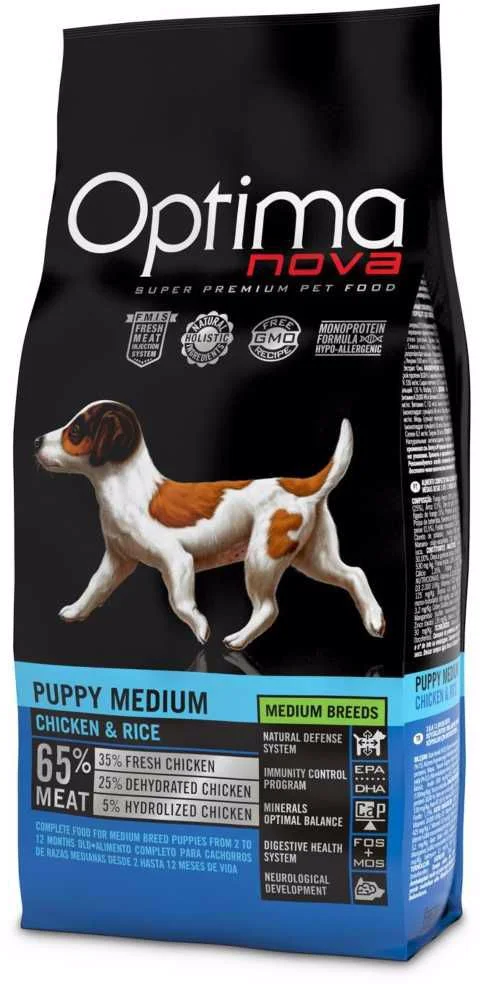 OPTIMAnova Dog Puppy Medium Chicken & Rice 12 kg