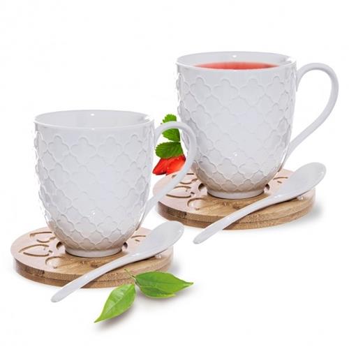 Orion 2-dielna súprava šálok s podšálkou a lyžičkou WHITELINE, 370 ml