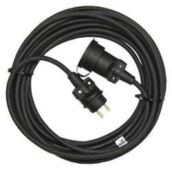 Outdoor extension cable 15m / 1 socket / black / rubber / 230 V / 1.5mm2