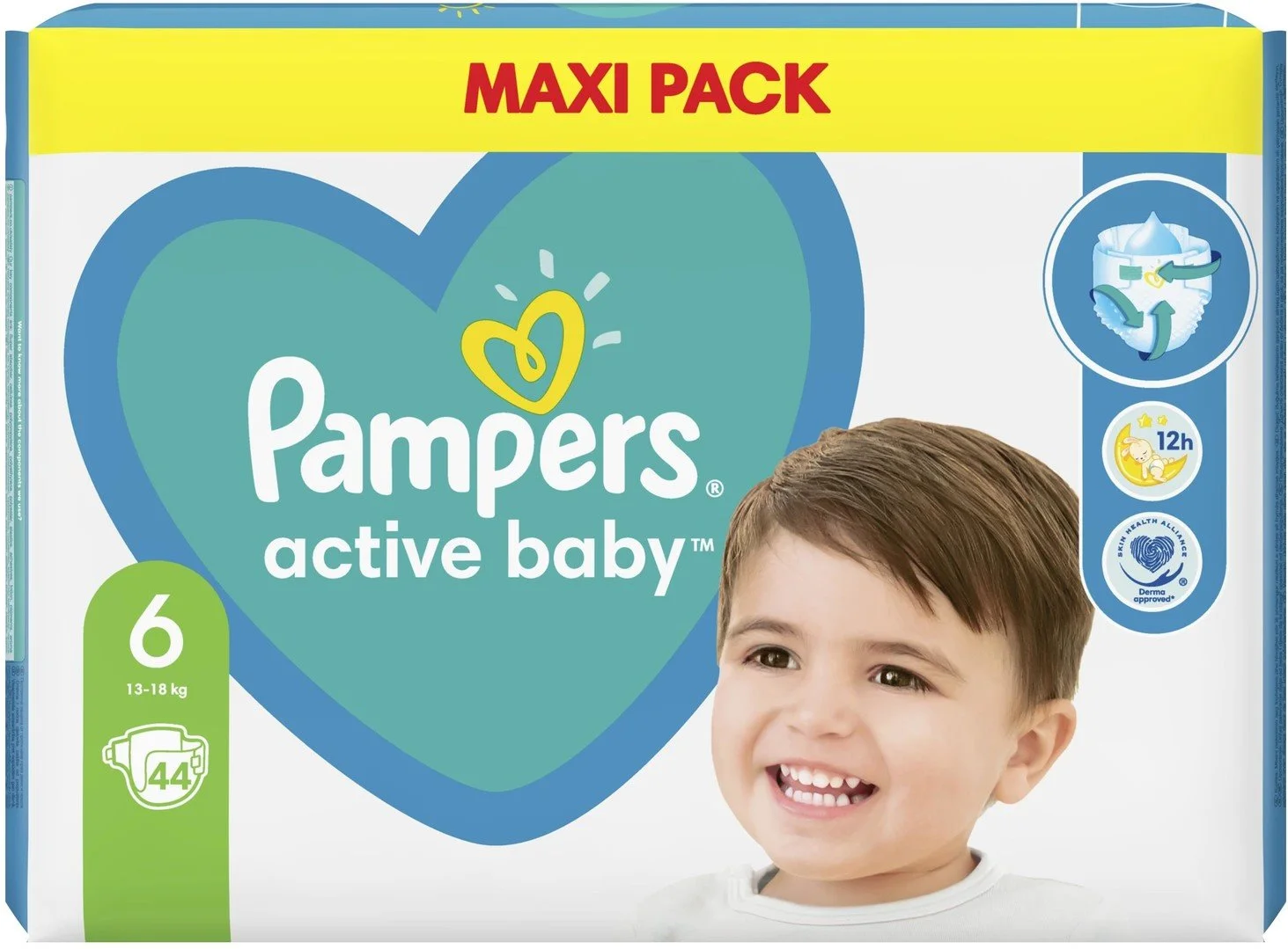 Pampers Active detské plienky veľkosť 6, 13kg-18kg, 44ks