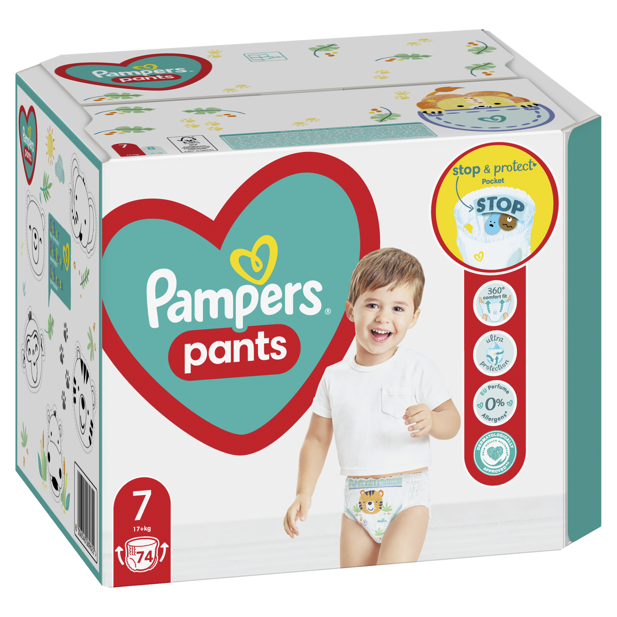 Pampers Pants Plenkové Kalhotky Velikost 7, 74ks, 17kg+