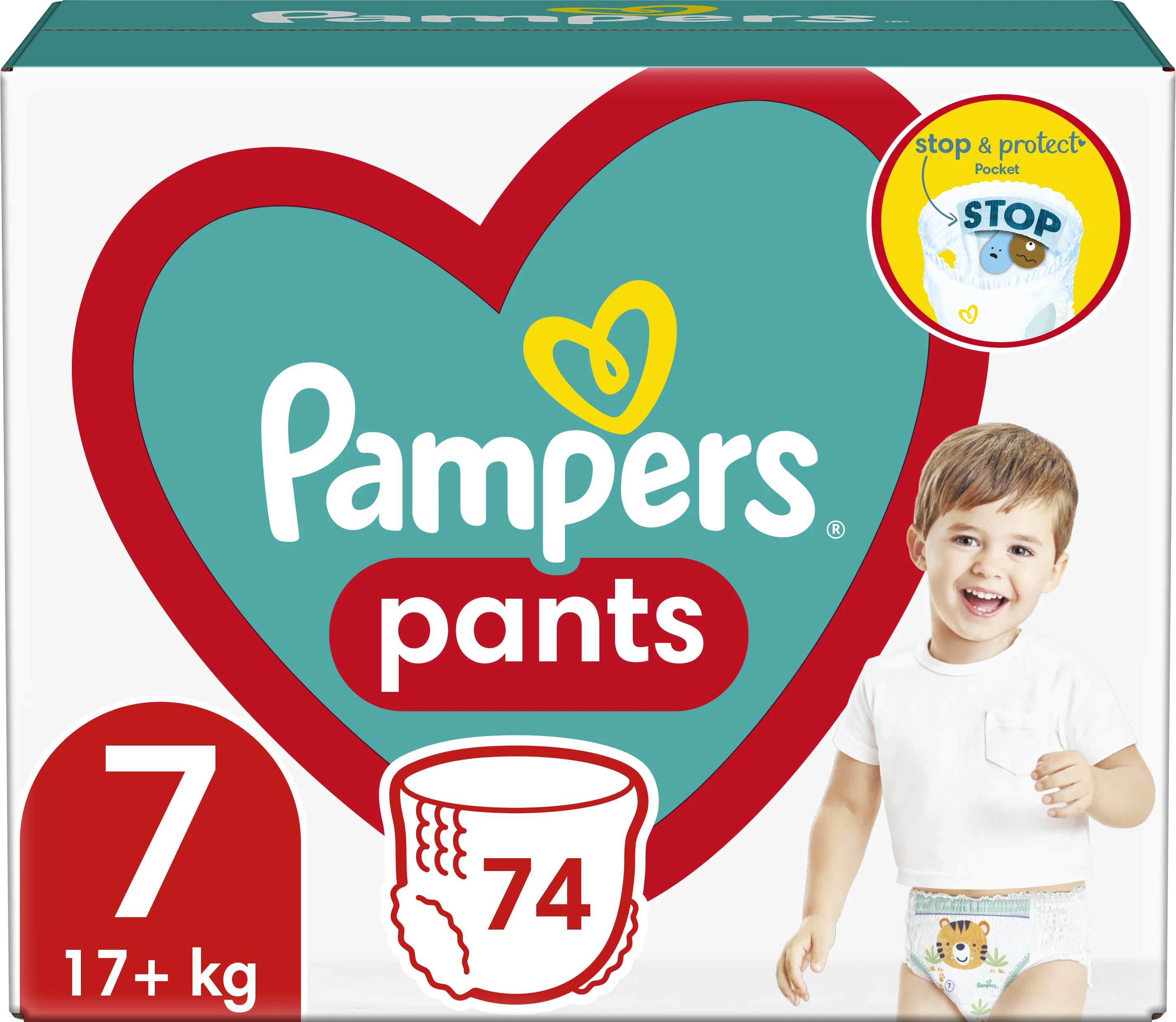 Pampers Pants Plenkové Kalhotky Velikost 7, 74ks, 17kg+