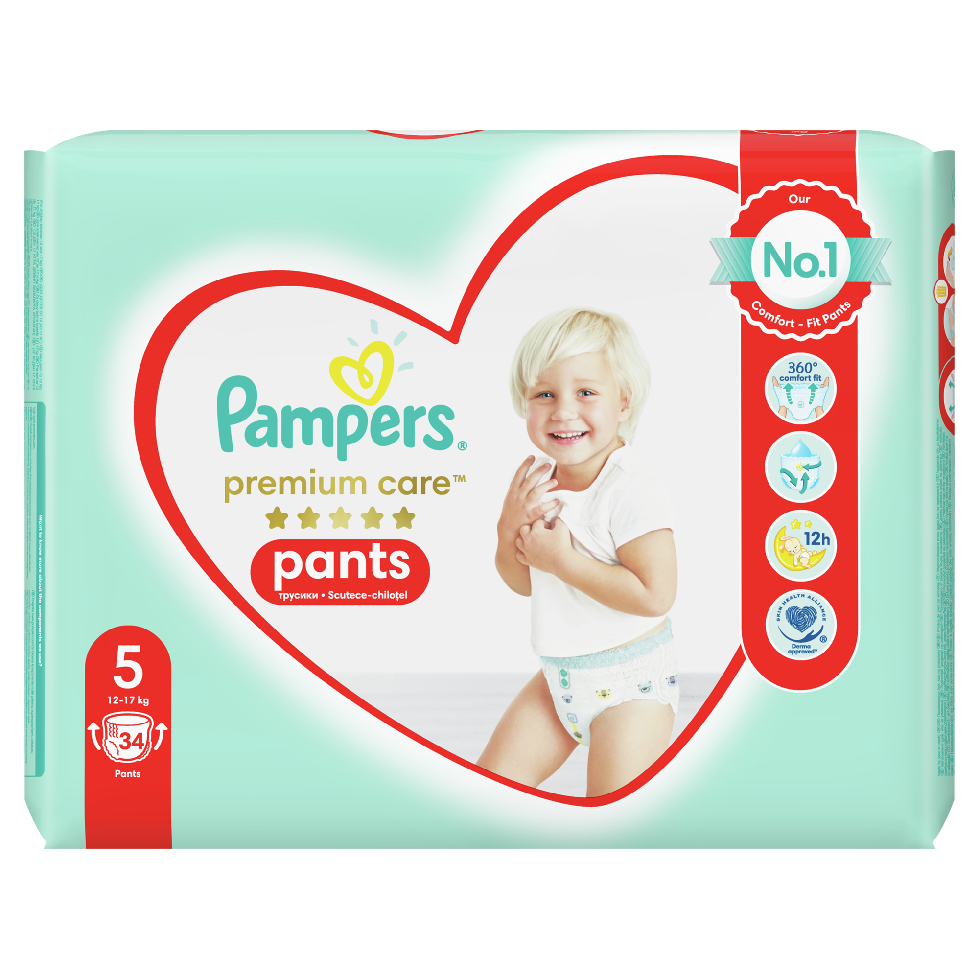 Pampers Plenkové Kalhotky Premium Care Velikost 5, 34 Kusů, 12kg-17kg