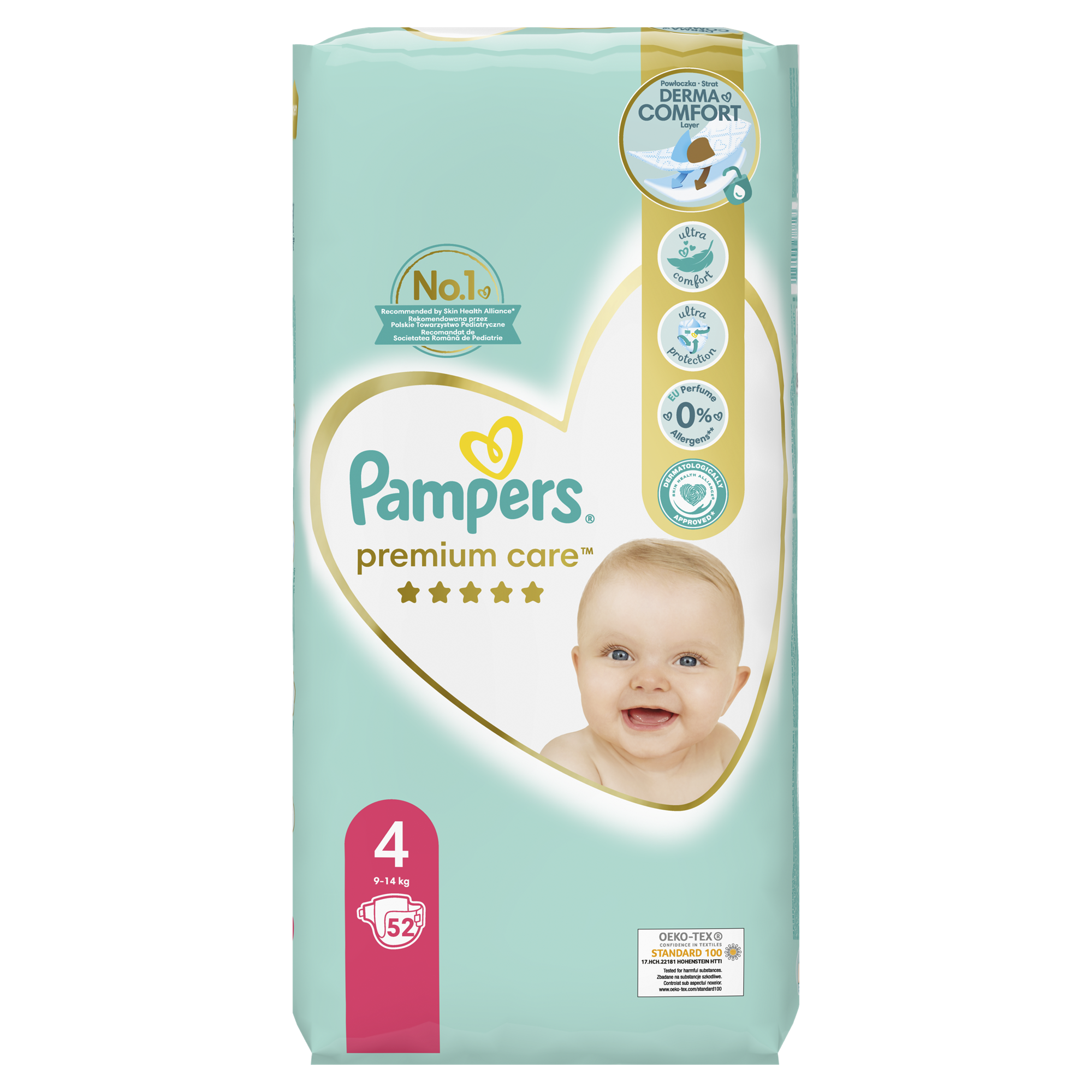 Pampers Premium Care Plenky Velikost 4, 9kg-14kg, 52ks