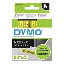 Páska do štítkovače Dymo D1, 45018, S0720580, černý tisk/žlutý podklad, 7m, 12mm