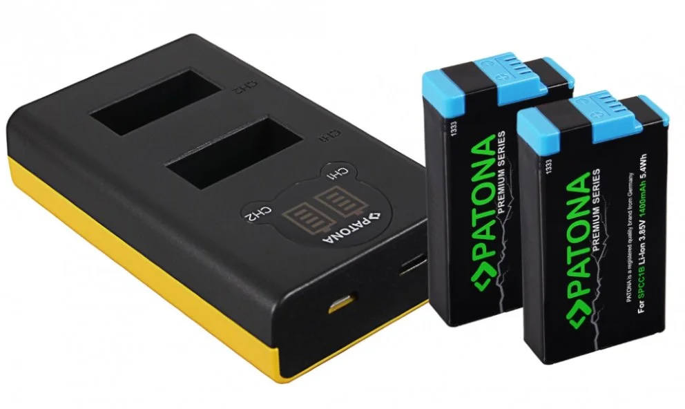 PATONA nabíječka pro digitální kameru Dual GoPro MAX s LCD + 2x aku 1400mAh Premium