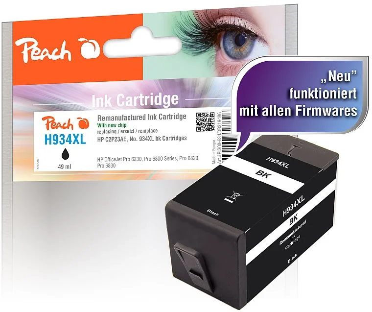 Peach atramentová náplň čierna kompatibilná s HP 934XL, C2P23AE 319486