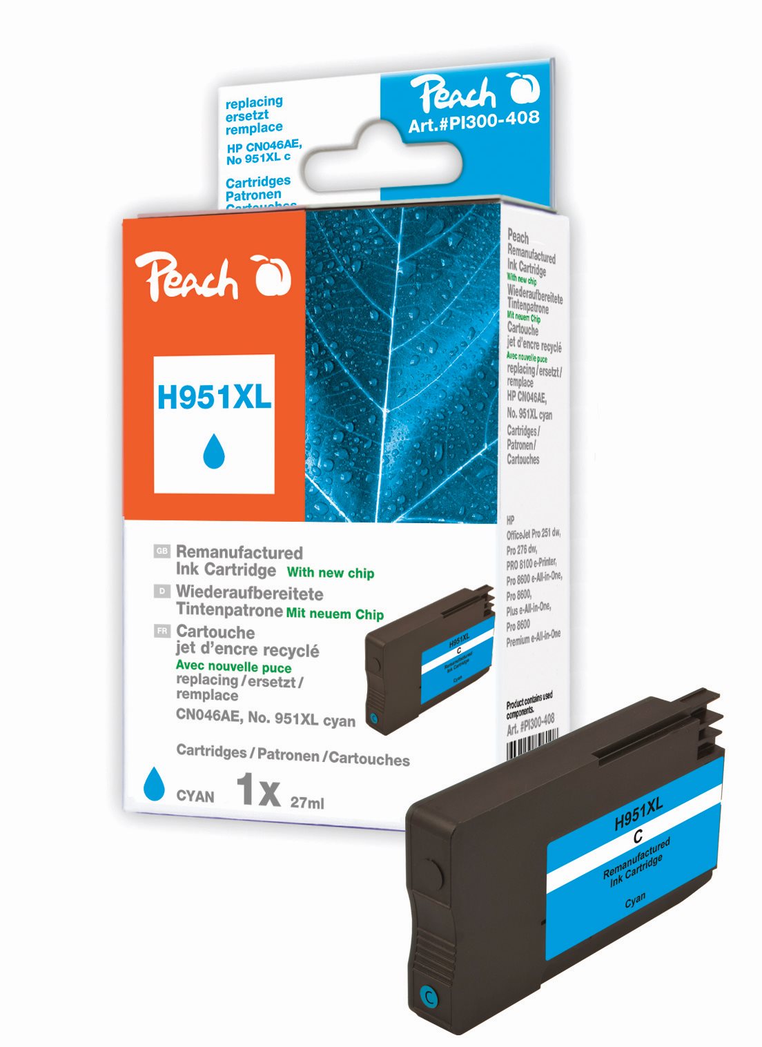 Peach cartridge azurová kompatibilní s HP No. 951XL, CN046AE