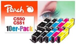 Peach Combi Pack 10 inkoustů, kompatibilní s Canon PGI-550, CLI-551