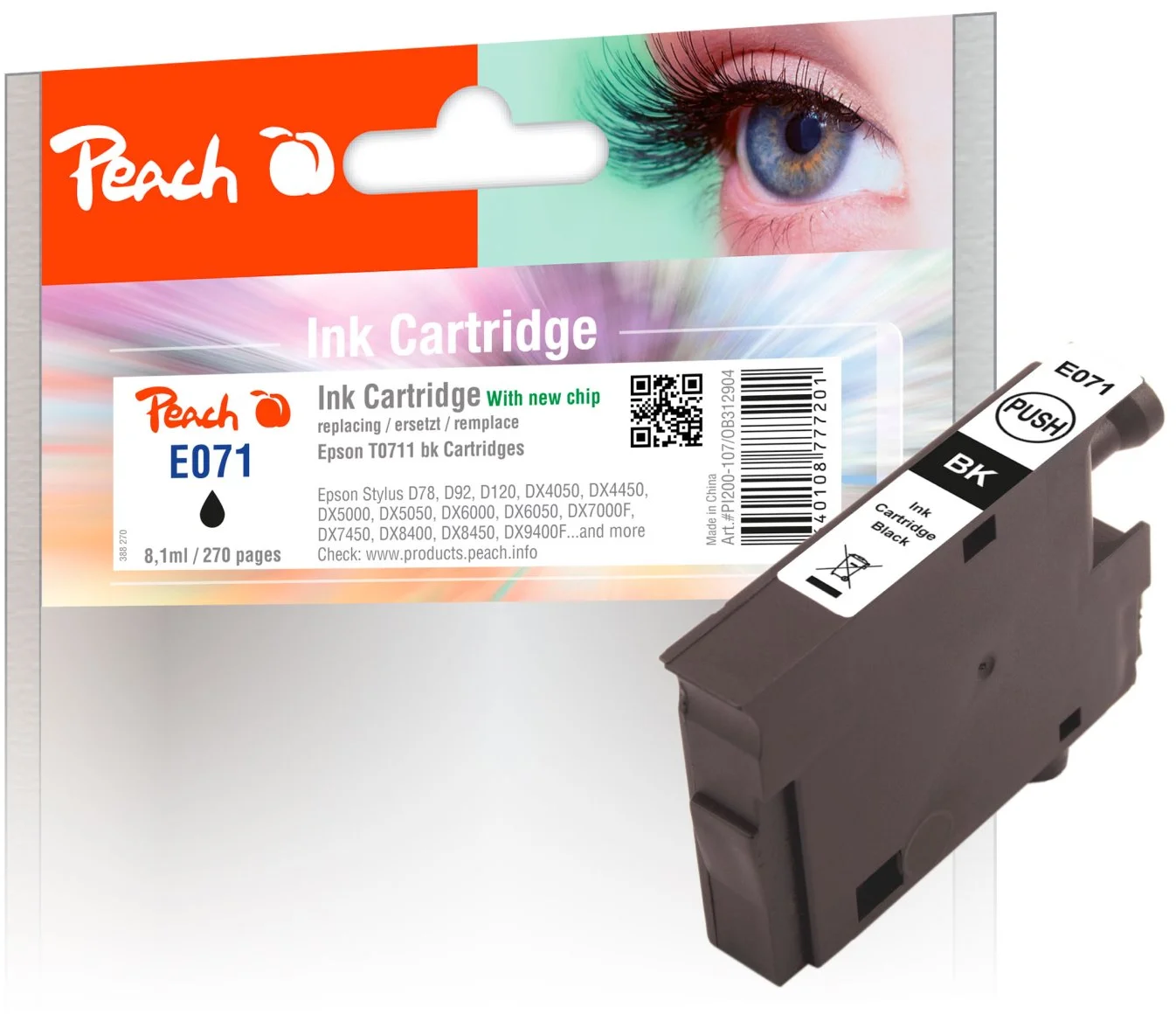 Peach E071 black kompatibilný s Epson T0711
