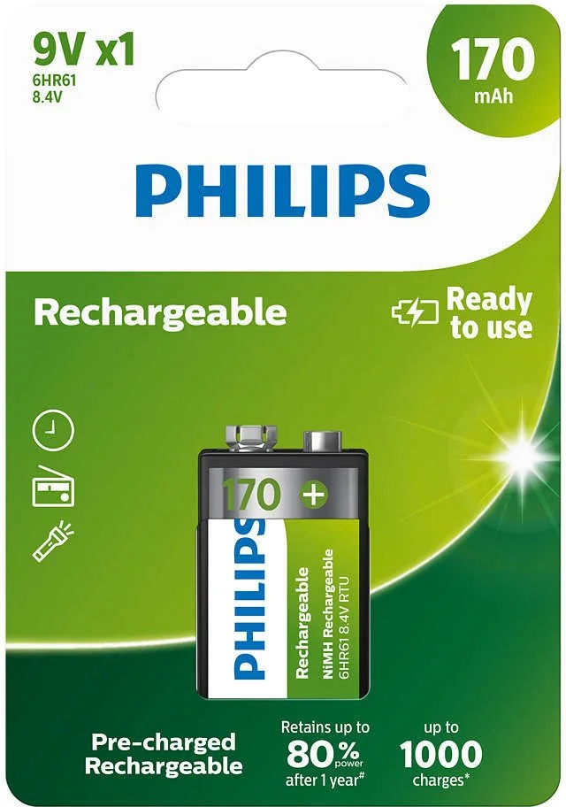 PHILIPS 9VB1A17/10 Nabíjacia batéria, 9 V