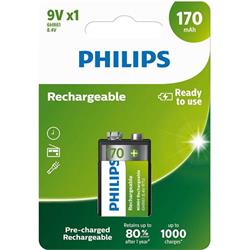 PHILIPS 9VB1A17/10 Nabíjecí baterie, 9 V