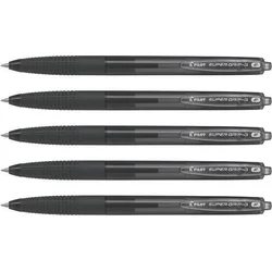 PILOT Guľôčkové perá "Super Grip G", čierne, stláčací mechanizmus, 0,22 mm, 5 ks v balení
