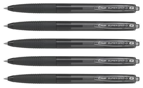 PILOT Kuličkova pera "Super Grip G", černá, stiskací mechanismus, 0,22 mm, 5 ks v balení