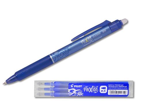 PILOT Roller FriXion Clicker 0,5 modrý + 3ks modrá náplň 0,5