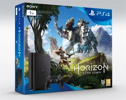 PlayStation 4 Slim 1TB, černá + hra Horizon Zero Dawn + PS Plus