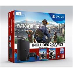 PlayStation 4 Slim 1TB, černá + hry Watchdogs a Watchdogs 2