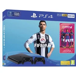 PlayStation 4 Slim 1TB, černý + hra FIFA 19 + druhý DS4