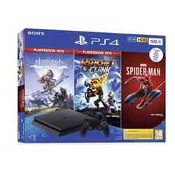 PlayStation 4 Slim 500GB, černá + Spider-man, HZD CE, R&C HITS PS719391708 obsahuje 3 hry - Herní konzole stolní