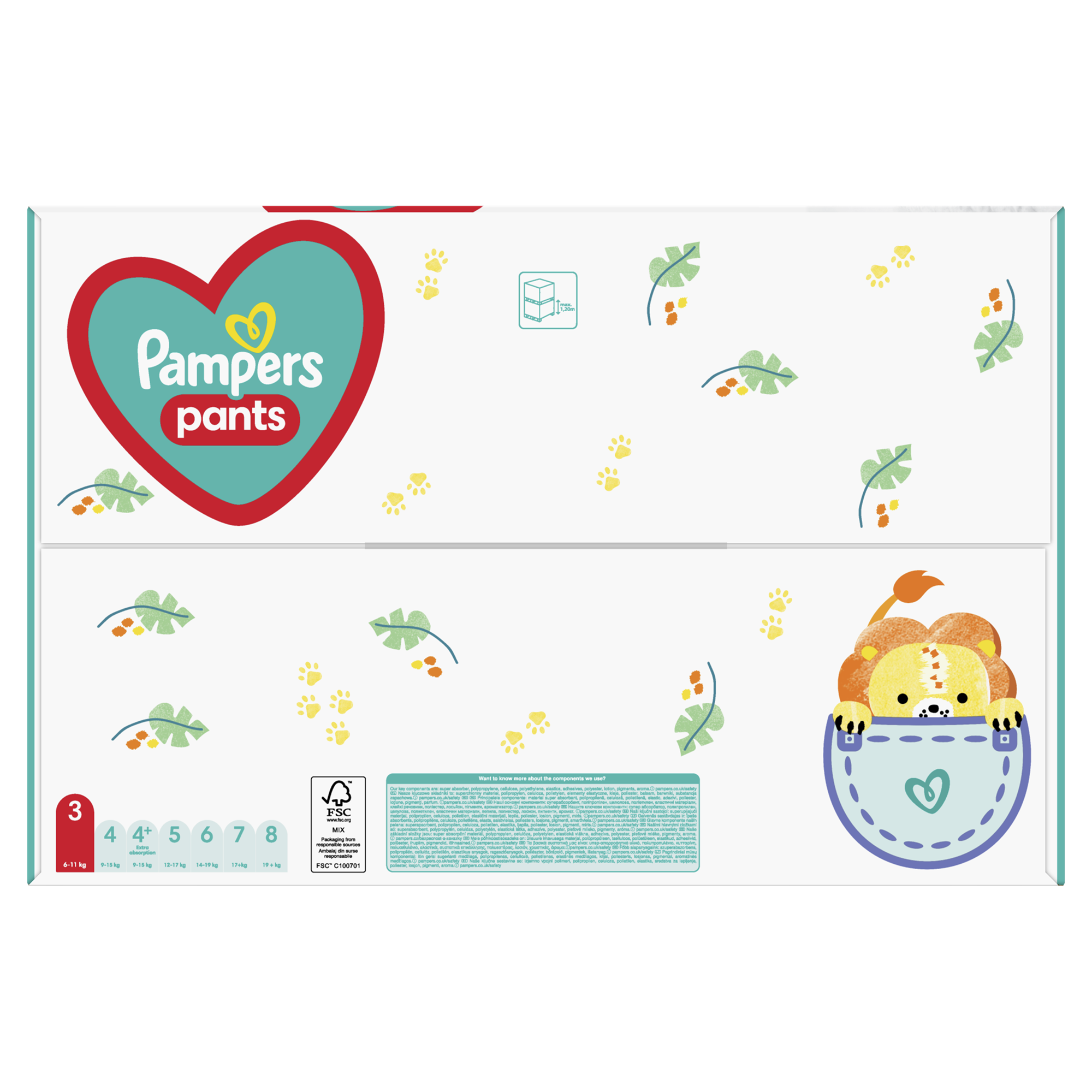 Plienky Pampers Pants Veľkosť 3, 128 ks, 6kg-11kg