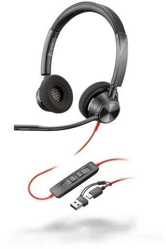 Poly headset Blackwire 3320 MS, adaptér USB-C/A, stereo