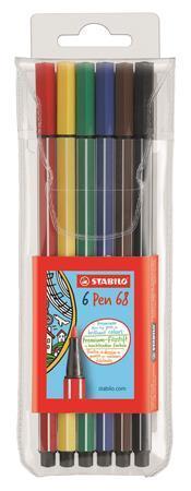 Popisovače STABILO "Pen 68", sada, 6 farieb, 1 mm