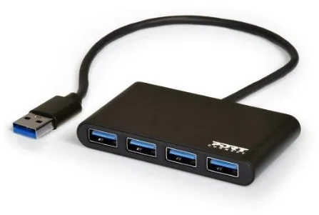 PORT CONNECT USB HUB, 4x USB 3.0, čierny