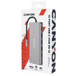 Portový rozbočovač CANYON DS-12 13 v 1, 1x USB-C PD 100 W, 2x HDMI (4K), VGA, 4x USB-A, RJ45 Gb, 3,5 mm konektor, čítačka SD/micro