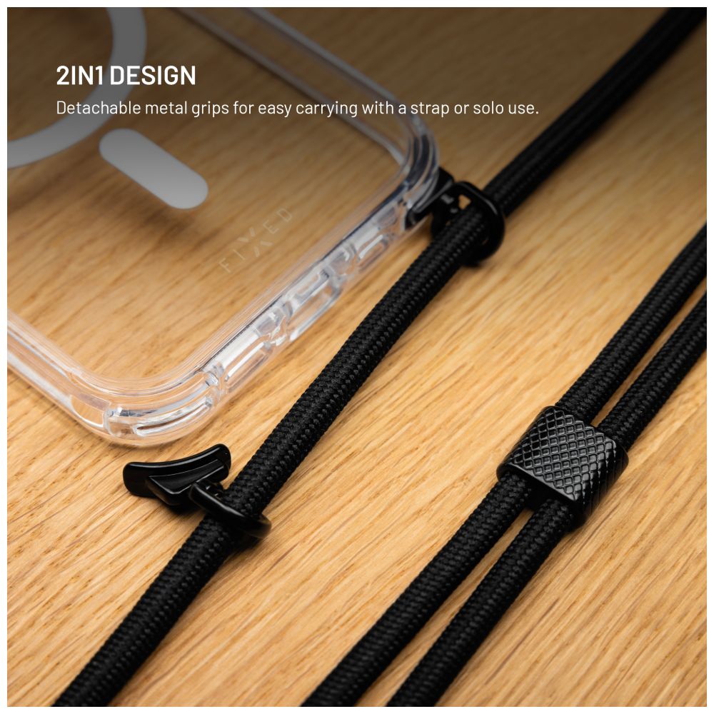Pouzdro FIXED MagPure Neck s černou šňůrkou na krk pro Apple iPhone Air